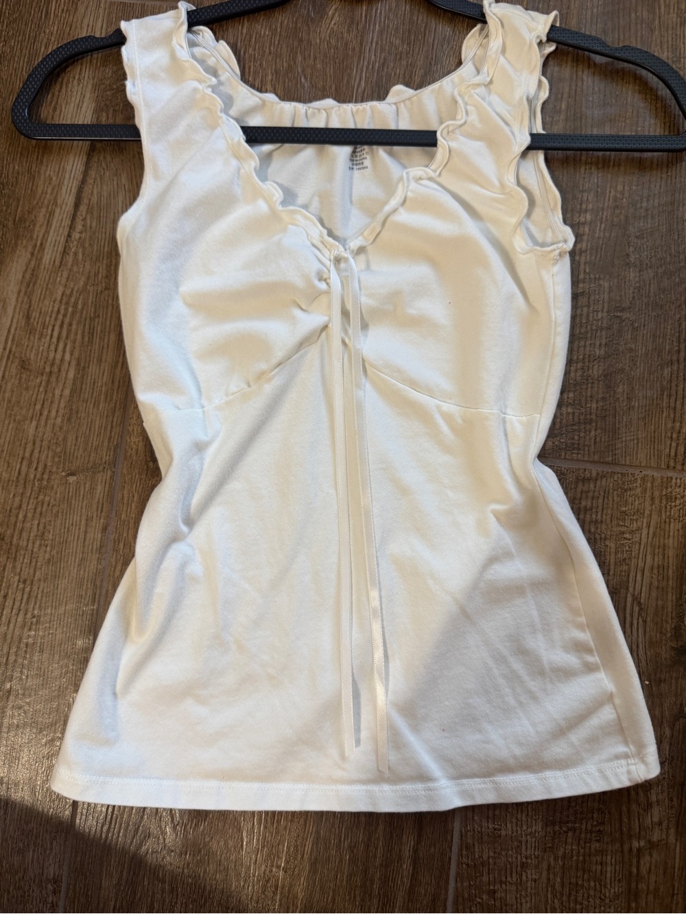 Brandy Melville White Ruffled Tie-Front Tank